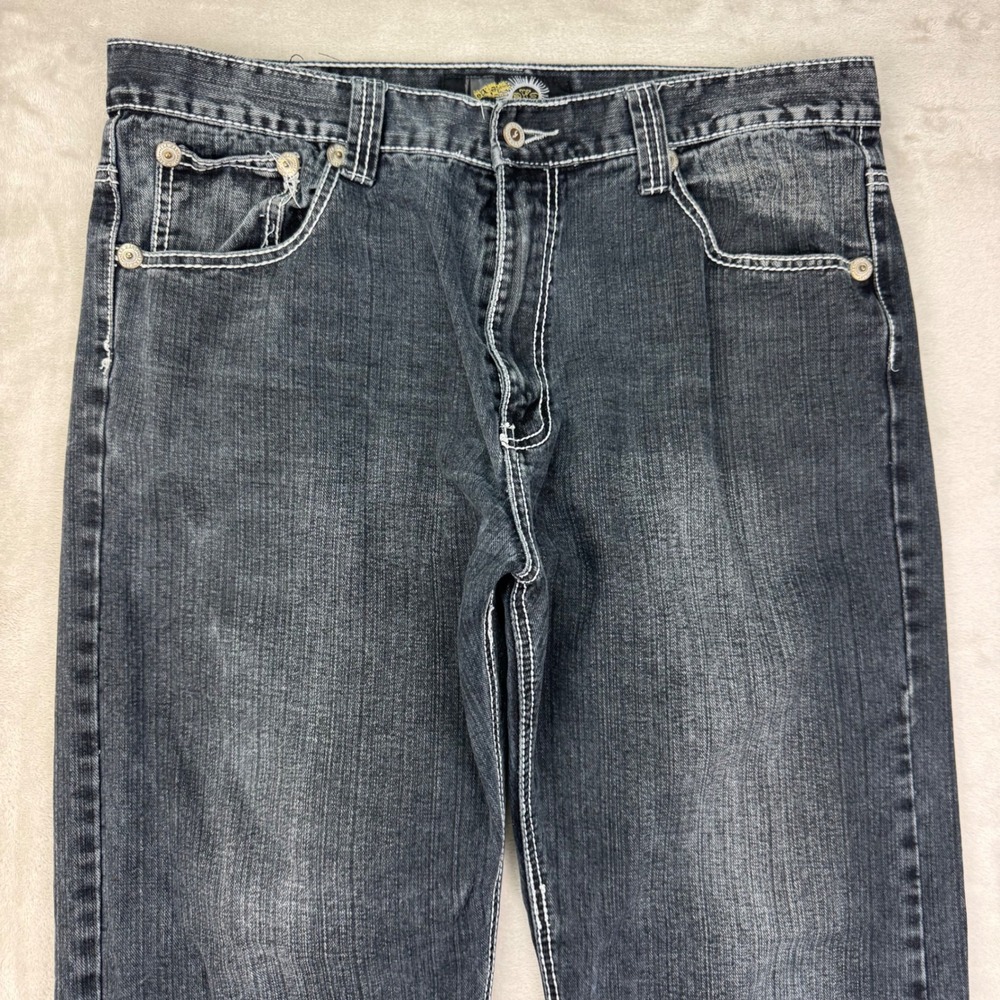 EXA Unlimited Men's 38x32 Black Contrast Stitch Baggy Wide Leg Y2K Skater Jeans⁠